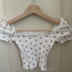 Floral Square Neck White Tank (Laura Ashley)